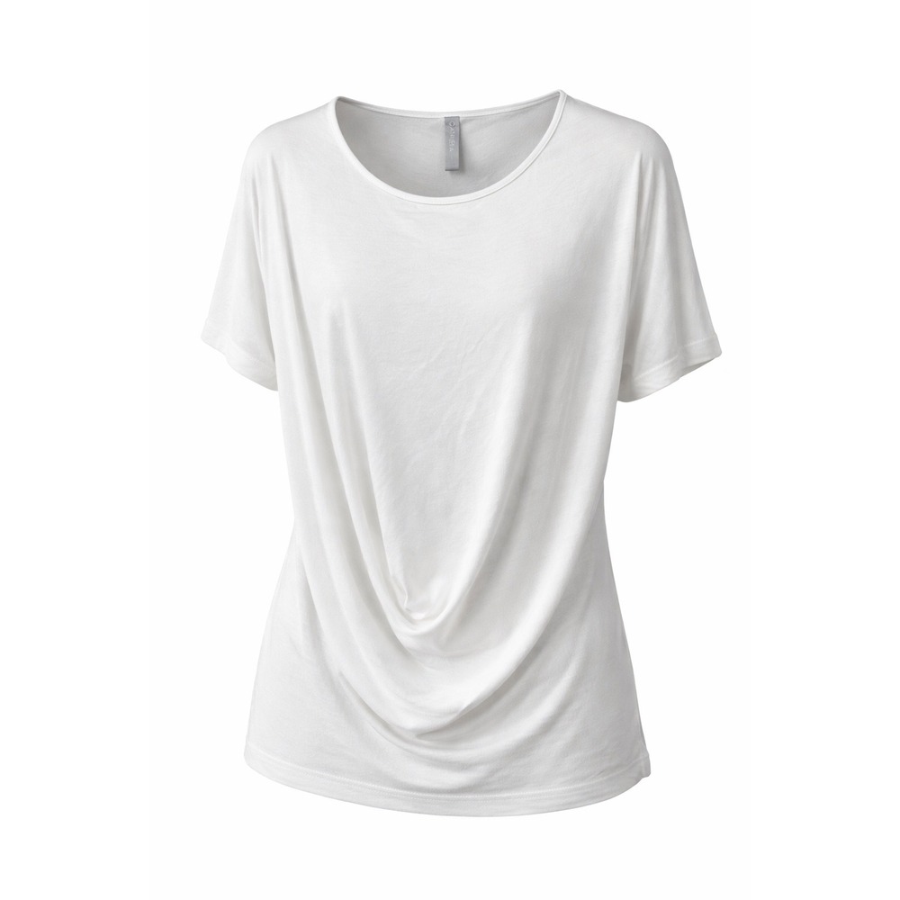 Athleta Womens Large White Draped Tee Modal Blend Short Sleeve Casual Top